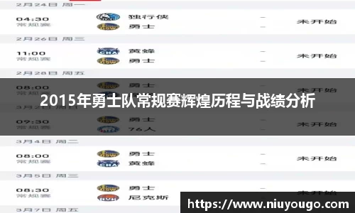 2015年勇士队常规赛辉煌历程与战绩分析
